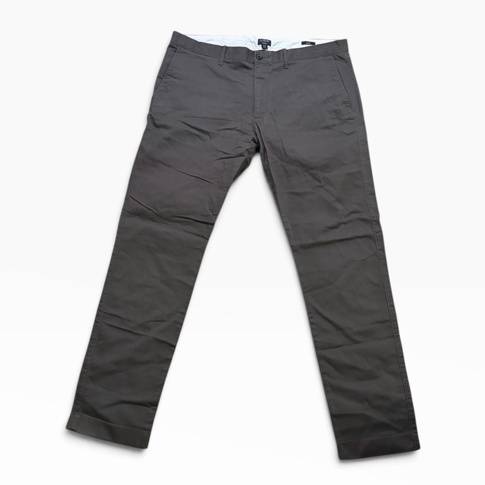 J.Crew Flex Slim Chino Pants Mens 36x32 Charcoal Gray‎ Stretch Cotton Trousers